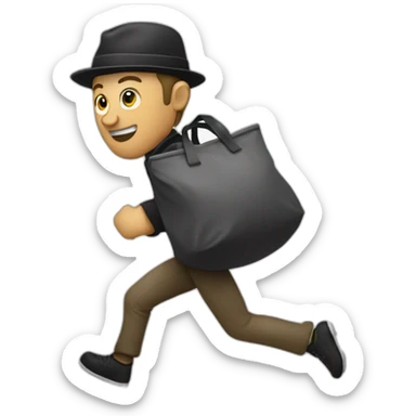 Rober bank running with a money Bag in his shoulder sticker
