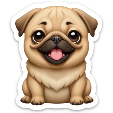Cinematic Cute Yawning Fawn Pug Portrait Emoji, Head tilted slightly with a dramatic, wide-open yawn, showcasing a soft fawn coat with a velvety texture, floppy ears slightly drooping, round dark eyes barely open in drowsy contentment, Simplified yet irresistibly adorable features, highly detailed, glowing with a soft, cozy glow, high shine, relaxed yet expressive, stylized with a touch of whimsy, bright and endearing, soft glowing outline, capturing the essence of a sleepy yet affectionate companion, so drowsy it feels like it could stretch out of the screen and curl up for a nap! sticker