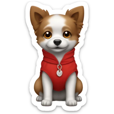 Piccolo cagnolino Pomerania con vestitino a quadretti rosso e fiocchetto  sticker