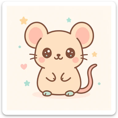 cute kawaii rat with big eyes and pastel colors sticker