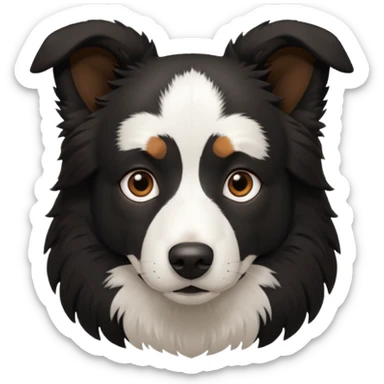 border collie predominantly black fur with brown on the eyebrows and neck, no white fur sticker