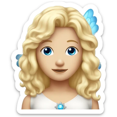 blonde hair blue eyed girl with an angel halo above head  sticker