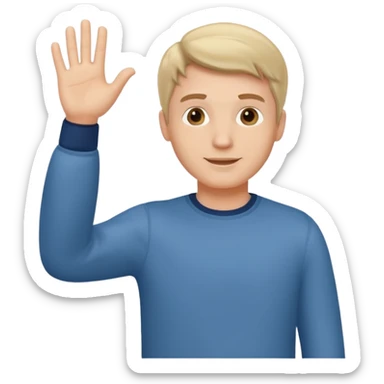 A white man in casual clothes stands and waves his hand in greeting. sticker