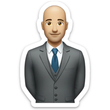 handsome bald man in a business suit sticker