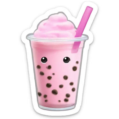 Light Pink boba tea realistic  sticker