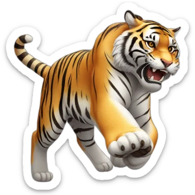 a tiger lunging at its prey sticker