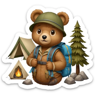 A female Teddy bear camping sticker