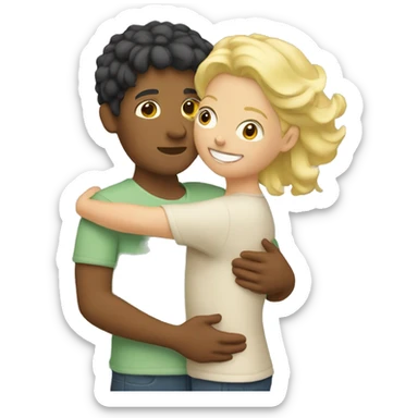 Mother and son blond hair hugging sticker