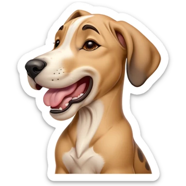 Cinematic Cute Yawning Fawn Great Dane Portrait Emoji, Head tilted slightly with a dramatic, wide-open yawn, revealing a smooth fawn Fur with a refined texture, floppy ears slightly drooping, round amber eyes barely open in drowsy contentment, Simplified yet irresistibly adorable features, highly detailed, glowing with a soft, cozy glow, high shine, relaxed yet expressive, stylized with a touch of whimsy, bright and endearing, soft glowing outline, capturing the essence of a sleepy yet affectionate guardian, so drowsy it feels like it could stretch out of the screen and curl up for a nap! sticker