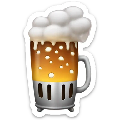 Beer pint in between burger buns steaming off the grill  sticker