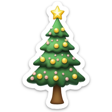 Christmas tree with pale pink ornaments and light yellow star  sticker