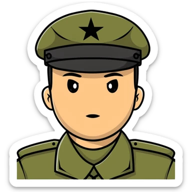 army soldier with formal military cap, front view portrait sticker