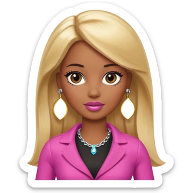 Brown skin blonde hair barbie with black eye  sticker