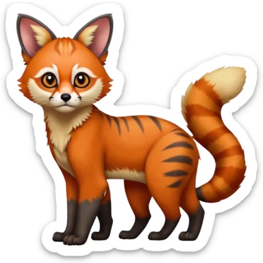 Red-Panda-Serval-Caracal-Lykoi-Sphynx-fusion-hybrid-animal-creature, full body sticker