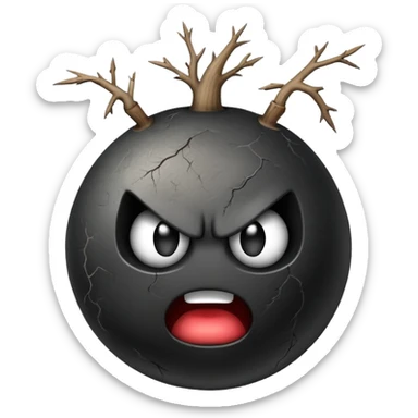 Bomb as a root, angry face emoji as a growing stem sticker