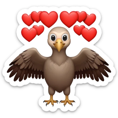 A vulture surrounded by hearts sticker