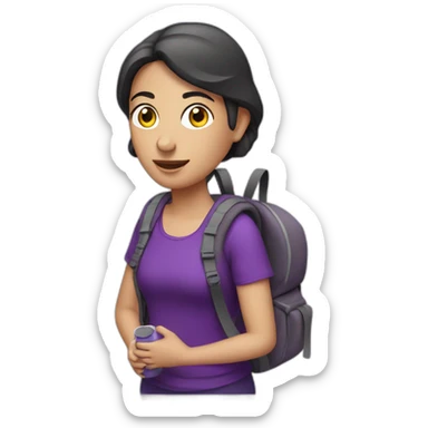 Armenian tourist women in purple clothing with the rucksack sticker