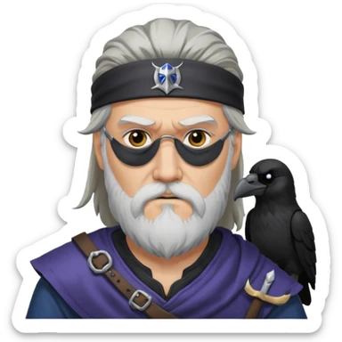 norse god odin with eyepatch on his left eye and raven on his shoulder sticker