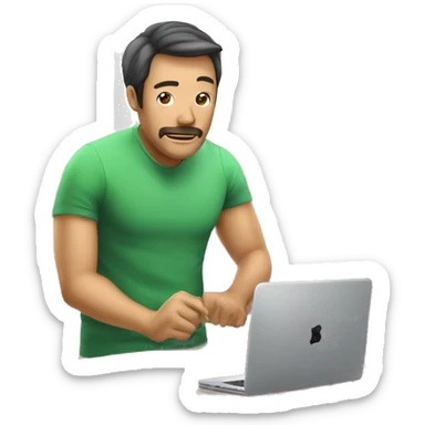 Homem segurando um iphone na mao direita e android na mao esquerda sticker