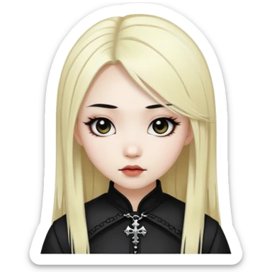 asian girl with blonde hair and black roots, dressed goth sticker
