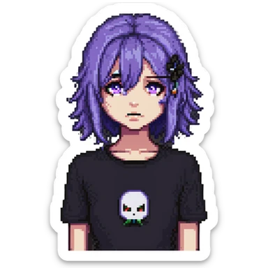 violet hair emo girl sticker