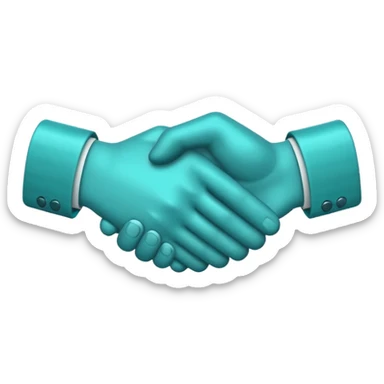 teal handshake amoji in the color hex of A8F2F9 sticker