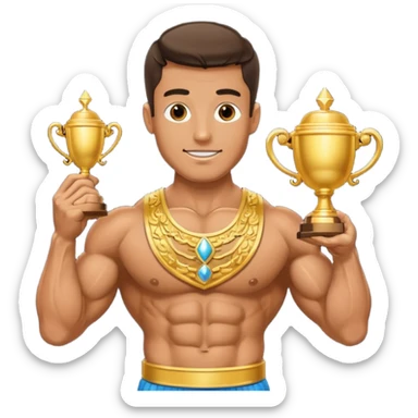 a man lifting trophy  sticker