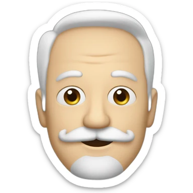 Hombre 50 años, calvo, blanco bigote sin barba lentes sticker