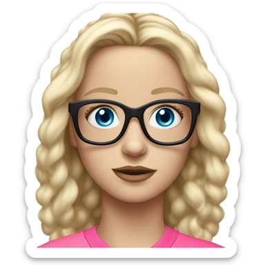 Realistic-fair-haired-white-girl-pink-oversize-tracksuit-black-glasses-blue-eyes sticker