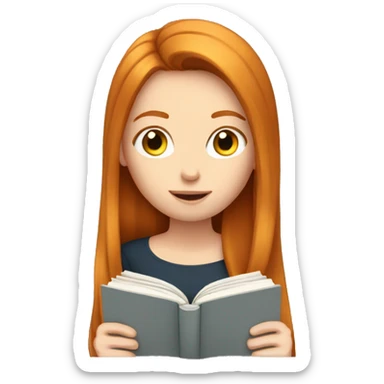 ginger girl straight hair reading sticker