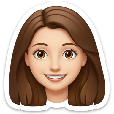 happy white long brunette hair girl with hazel eyes smiling sticker