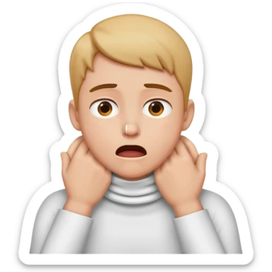 Person choking themselves with their own hands around their neck sticker