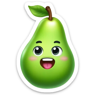 Shiny Green Cute pear with tongue sticker
