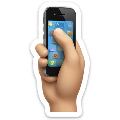 mobile phone with waving hand coming out of screen sticker