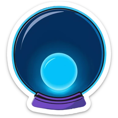 A glowing blue scrying orb with mystical fog inside sticker