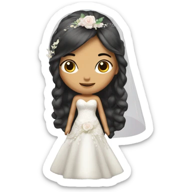 Asian bride with mermaid wedding dress sticker