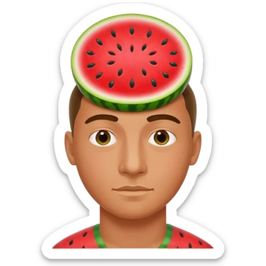 Combine the dancing man emoji🕺with a head made of watermelon sticker