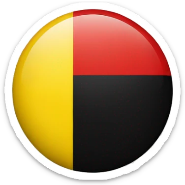 Flag with black on top half, red on bottom half and a yellow circle in the middle  sticker