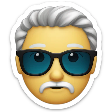 Homme caucasien chauve avec une barbe noir et des lunettes de soleil sticker