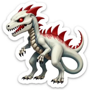 Shiny White Evil Glowing Eldritch Skeletal Creepy Edgy Badass Cool Marowak-Salandit-Duskull-Darkdramon-fusion with bloody red markings sticker