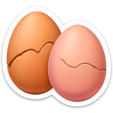 two skin tone peachy beige-pink egg shaped balls/spheres, both same size and same color, add a bumpy, loose, wrinkly skin texture with folds to both.  sticker