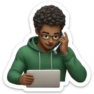 A student is distracted by phone while studying sticker