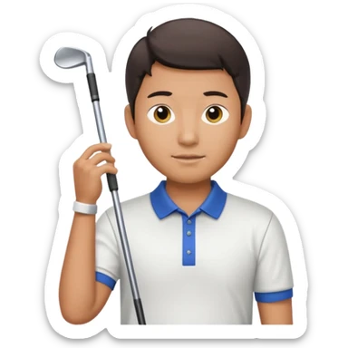 Asian male golfer upper body sticker