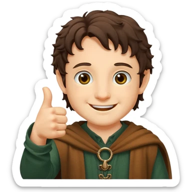 Frodo from lord of the ring doing a thumb up sticker
