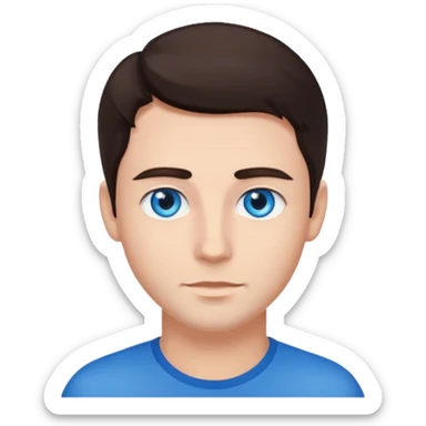 homme yeux bleu azur cheveux brun foncé sticker