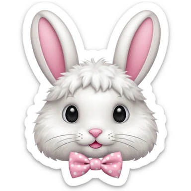 Fluffy rabbit with polka-dot bow tie sticker