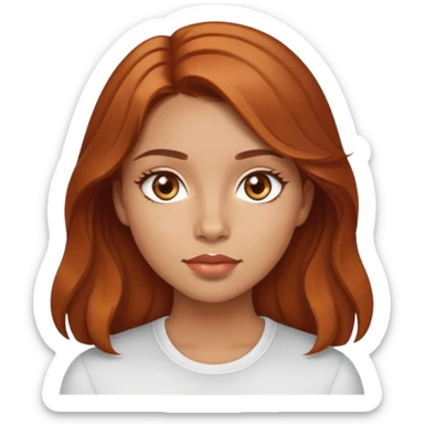 girl with hazel eyes, light tan skin, middle lips size and slightly wavy auburn hair sticker