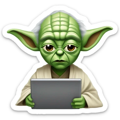 Master Yoda draws on a graphics tablet sticker
