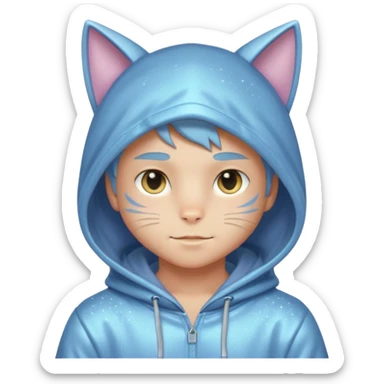 Sexy Handsome Shiny Sparkly Attractive Pastel Anime Catboy with a hoodie  sticker