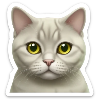 British fold shorthair gold chinchilla cat with light green eyes sticker